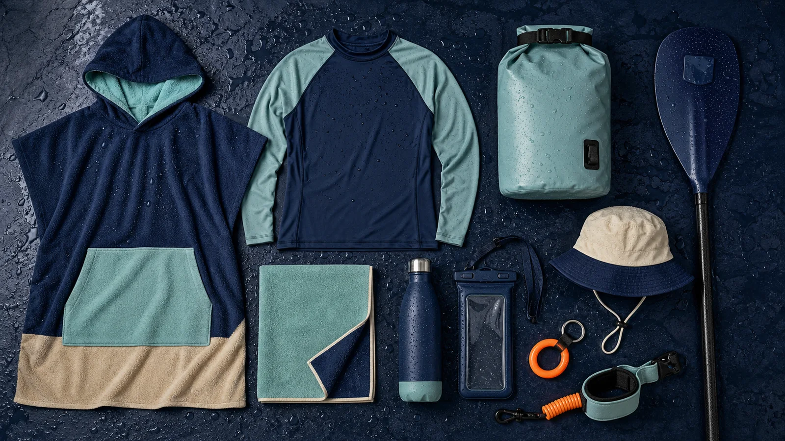 Sélection de textiles et accessoires pour sports aquatiques